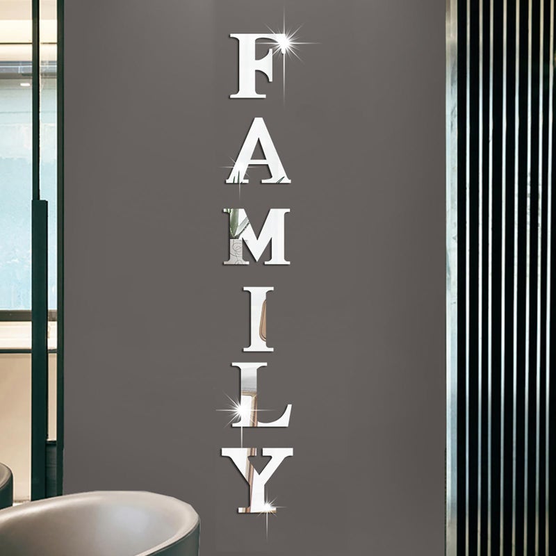 YUZUCMCM Wall Decor Family Letter Signs Home Decor Upgrade Mirrors Stickers Acrylic Wall Decorations for Bedroom Living Room - Image 3