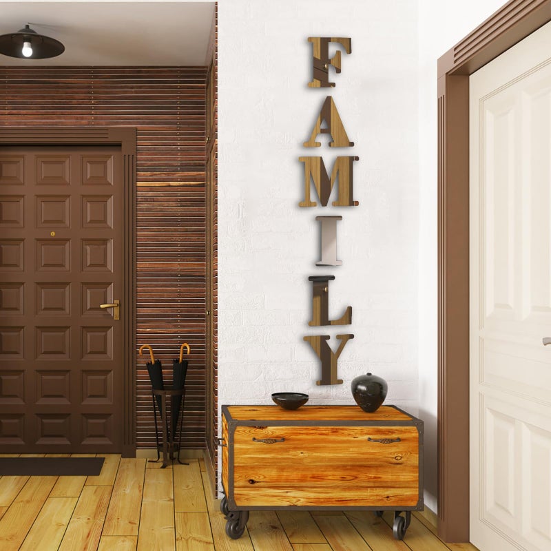 YUZUCMCM Wall Decor Family Letter Signs Home Decor Upgrade Mirrors Stickers Acrylic Wall Decorations for Bedroom Living Room - Image 5