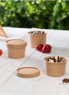 Y&D 8 oz Kraft Paper Food Containers With Vented Lids 25 Pcs  - Image 3