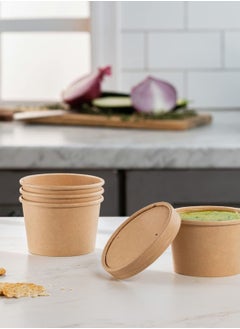 Y&D 8 oz Kraft Paper Food Containers With Vented Lids 25 Pcs  - Image 2