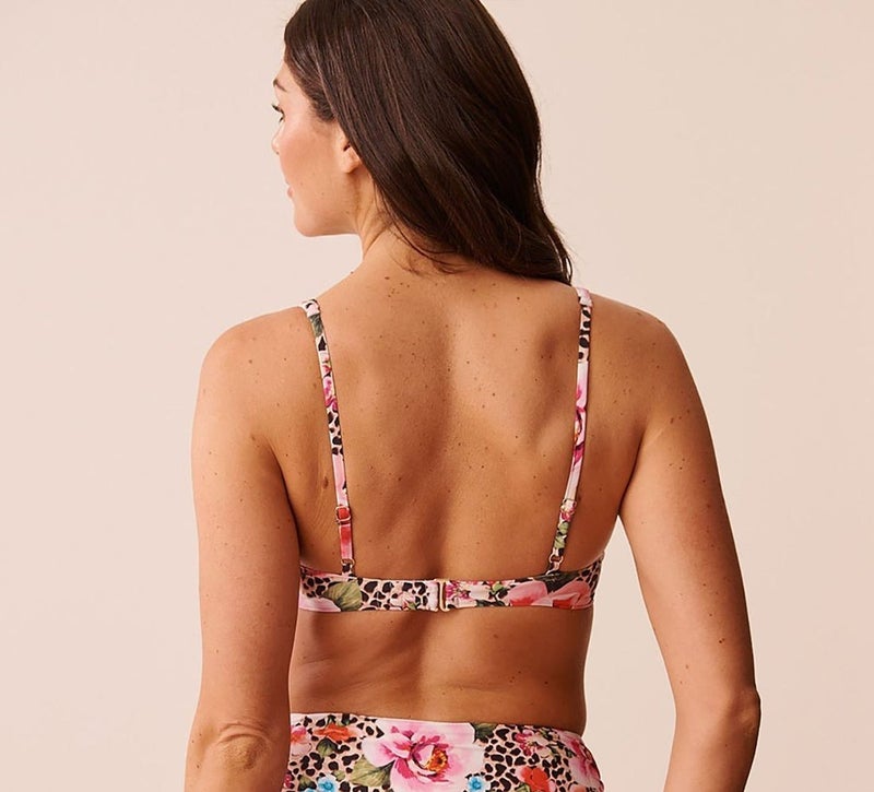 La Vie en Rose FLORAL LEOPARD Plunge Bikini Top - Image 2