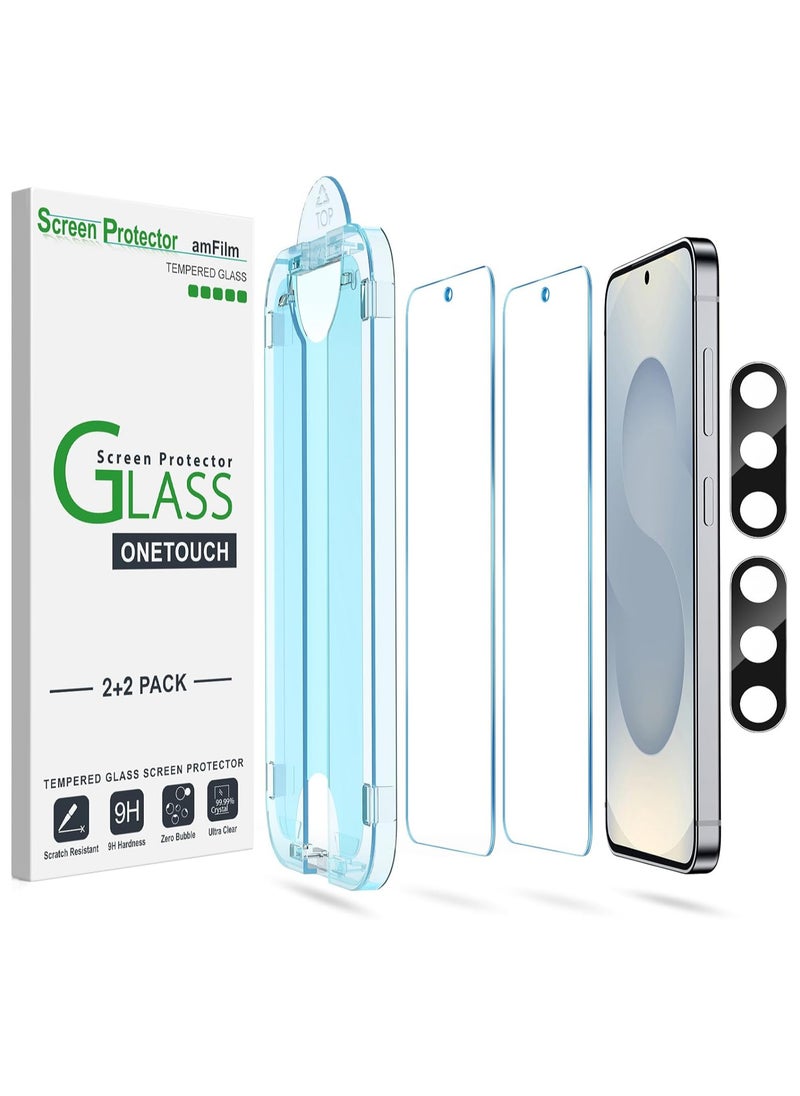 Amfilm - amFilm OneTouch & cam for Samsung Galaxy S25+ S25 Plus 2025 6.7 Screen Protector Tempered Glass (2+2 Pack) Case Friendly New - transparent - Image 1