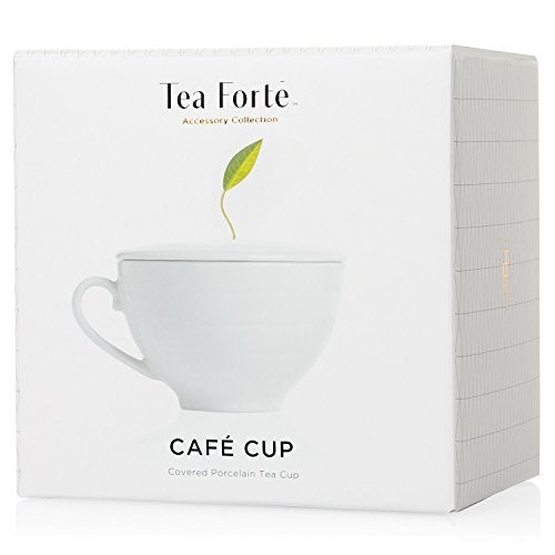 Tea Forte Cafe Cup White Porcelain Tea Cup and Lid, Steeps 8 oz., Microwave and Dishwasher Safe - Image 2