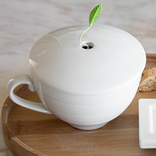 Tea Forte Cafe Cup White Porcelain Tea Cup and Lid, Steeps 8 oz., Microwave and Dishwasher Safe - Image 5