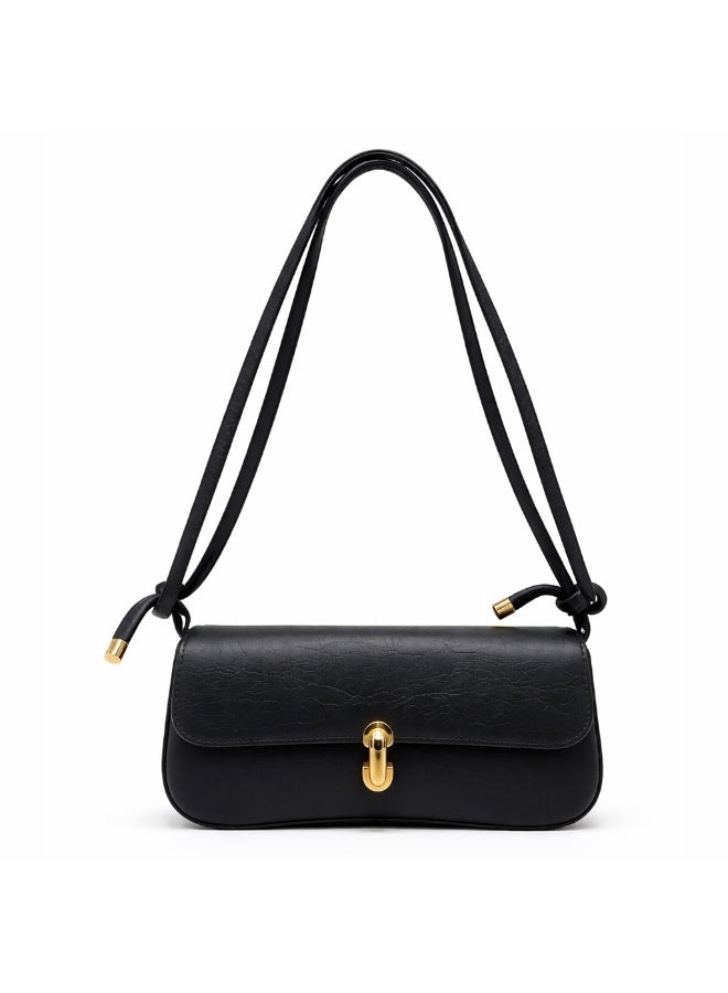 شنطة يد نسائية صغيرة جلد باللون الأسود - Image 2