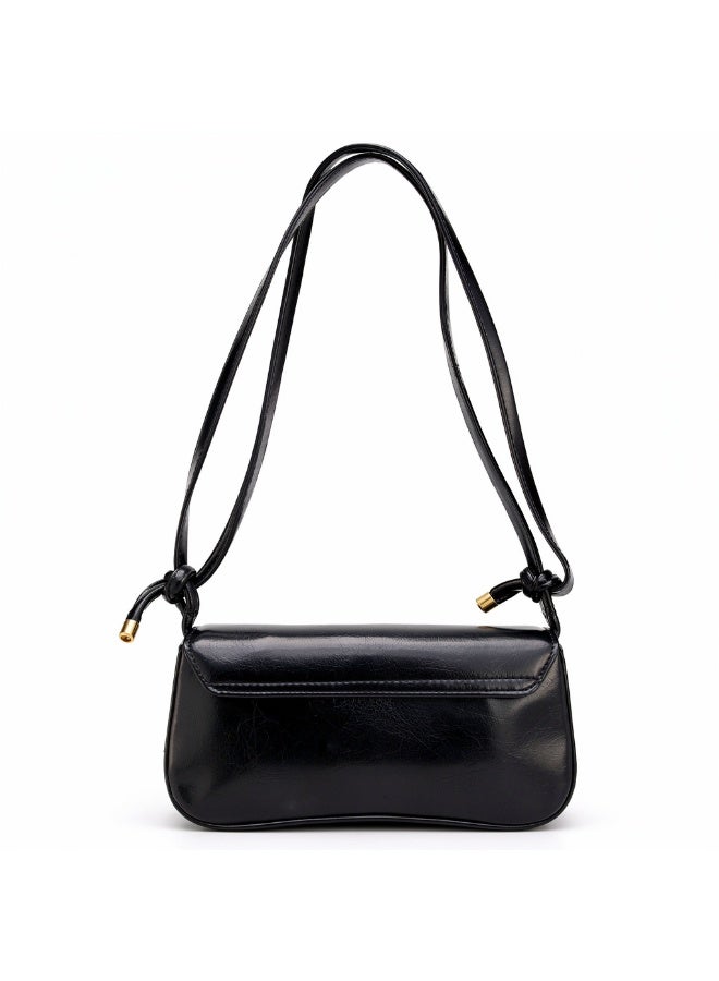 شنطة يد نسائية صغيرة جلد باللون الأسود - Image 3