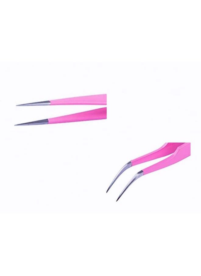 Aoshang - 2PCS Stainless Steel Straight and Curved Tip Tweezers Nippers for Eyelash Extensions and Nail Art Sticker Rhinestone Eyelash Picker Acrylic Gel Nail DIY Art - Image 1