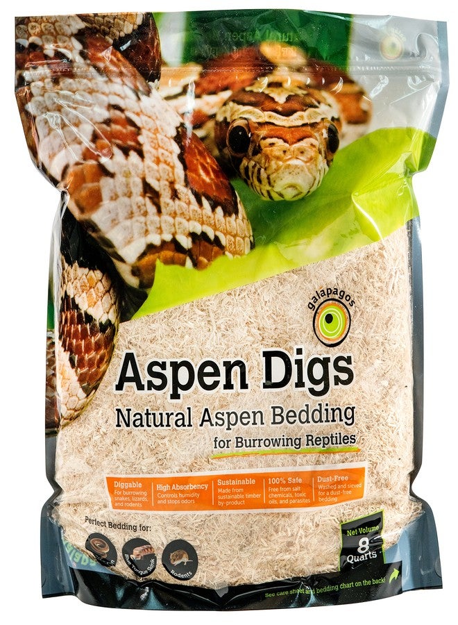 Galapagos Galápagos (05064) Aspen Digs Shavings Bedding, 8-Quart, Natural - Image 1