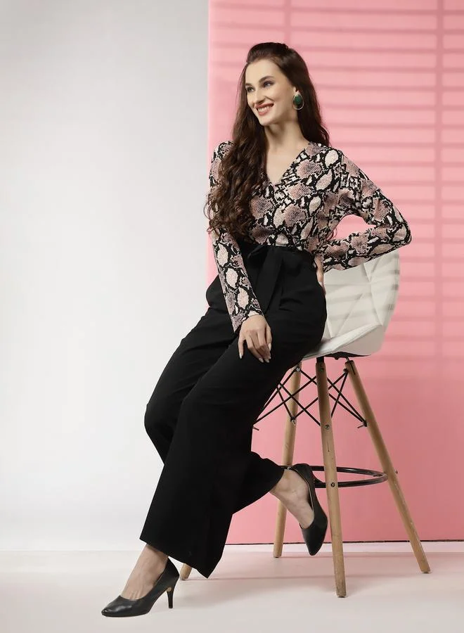 Kassually Kassually Snake Skin Print Wide Leg Jumpsuit