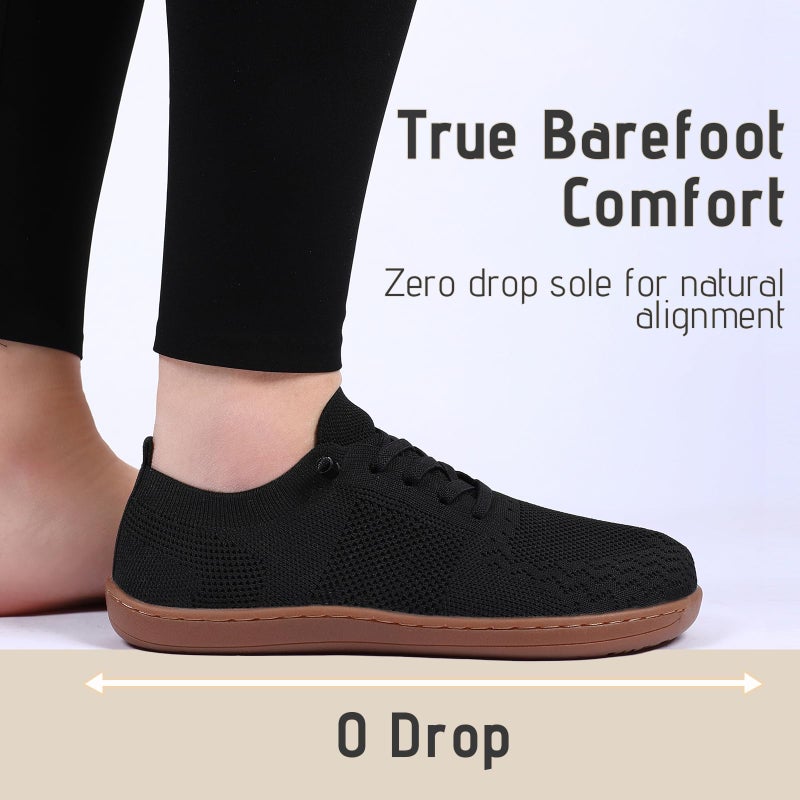 VXGGVX Barefoot Shoes Women Wide Barefoot Walking Sneakers Slip On Minimalist Running Tennis Breathable Shoes Zero Drop Sole for Workout Gym Travel Black Gum 8.5 - Image 4