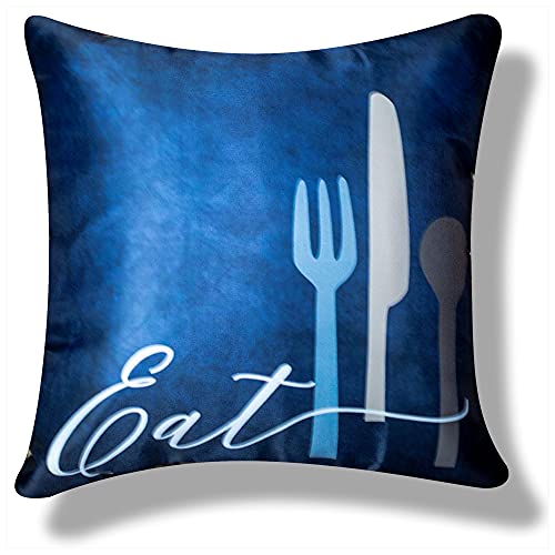 Vendola Decorative Satin Sofa Cushion Covers Set of 5, 24 Inch x 24 Inch 5 Piece, Sofa Big Cushion Pillow Cover, Navy Blue, White and Grey Colour, Floral Design, Zipper Closure (EDL, 24X24 Inches) - Image 2
