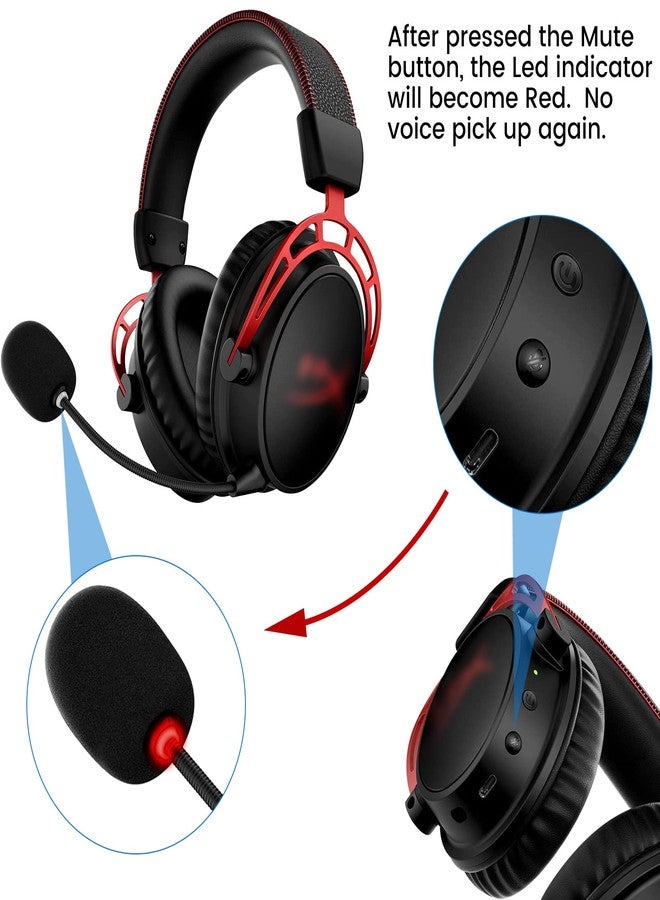 weishan Mic Replacement for HyperX Cloud Alpha Wireless Gaming Headset, 3.5mm Detachable Noise Cancelling Microphone with LED Mute Indicator for PC, Xbox One, PS4, PS5 Black - Image 5