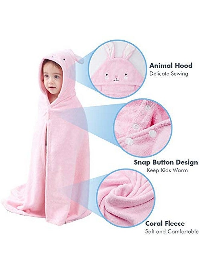 ROMASA Toddler Hooded Bath Towel Ultra Soft Towel Highly Absorbent Bathrobe Blanket for Boys Girls- 27.5" x 55"(Pink Rabbit-Shape) - Image 4