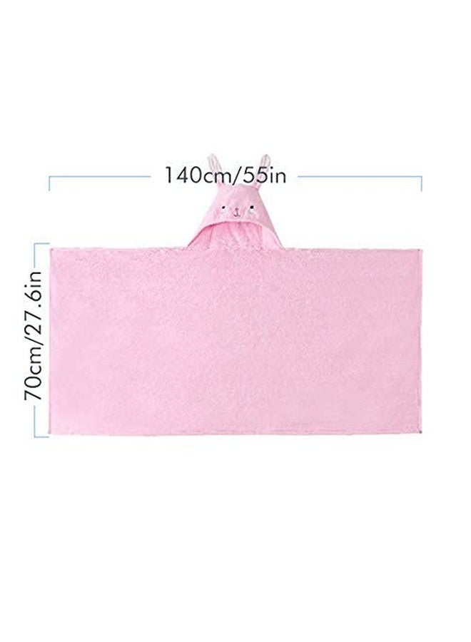 ROMASA Toddler Hooded Bath Towel Ultra Soft Towel Highly Absorbent Bathrobe Blanket for Boys Girls- 27.5" x 55"(Pink Rabbit-Shape) - Image 2