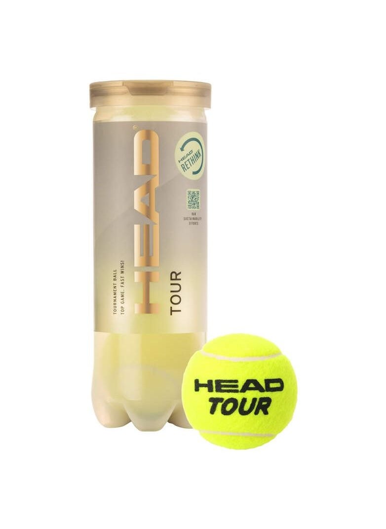 HEAD - Tour Tennis Balls - Can Of 3 Balls, Premium Tennis Ball For More Speed - Image 1