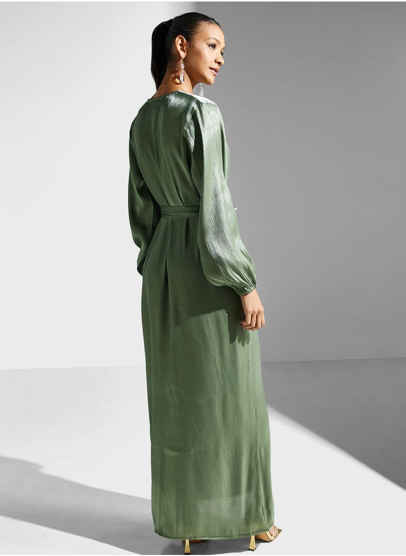 hayas closet - Embellished Belted Jalabiya - Image 1