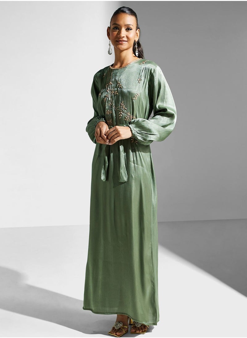 hayas closet - Embellished Belted Jalabiya - Image 1