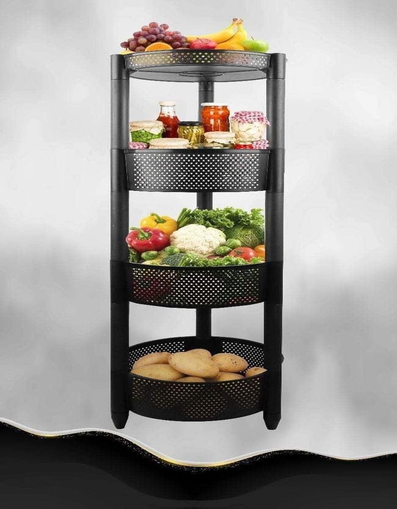 Turbo Circular Storage with Perforated Pattern (Circular Base) (Black, 4 Tiers) - Image 1