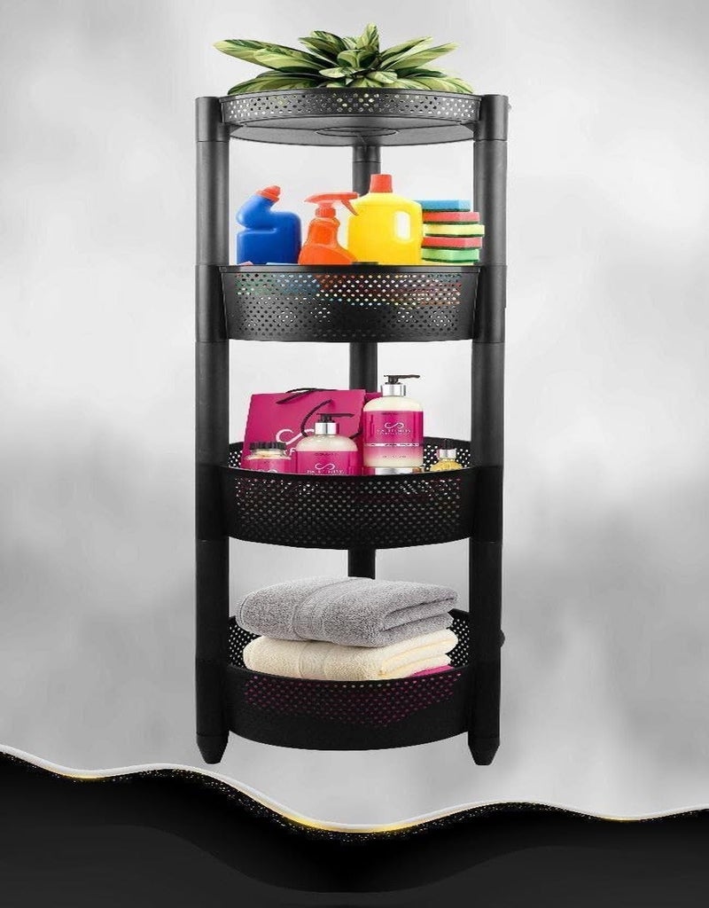 Turbo Circular Storage with Perforated Pattern (Circular Base) (Black, 4 Tiers) - Image 2