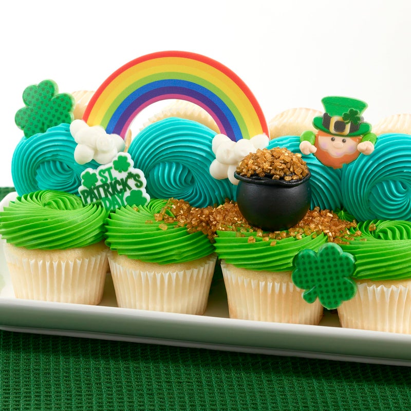 DecoPac St. Patrick's Day Rings, Cupcake Decorations, Cupcake Toppers Featuring Green Shamrock and Leprechauns, Food Safe Cake Topper â€“ 24 Pack - Image 5