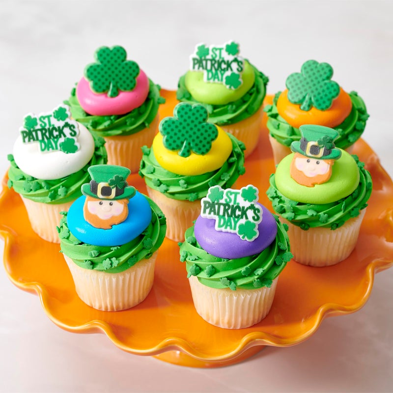 DecoPac St. Patrick's Day Rings, Cupcake Decorations, Cupcake Toppers Featuring Green Shamrock and Leprechauns, Food Safe Cake Topper â€“ 24 Pack - Image 3