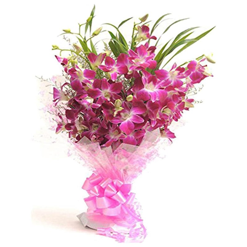 EG2I EG2i Fresh 8 Purple Orchid Rose Flowers Bouquet With Gift Wrapping Perfect Bunch Gift for Birthday Gift Couple Gift Wedding Womens Day Gift Valentine Gifts Real Bunch Men WomenSame Day Delivery - Image 1