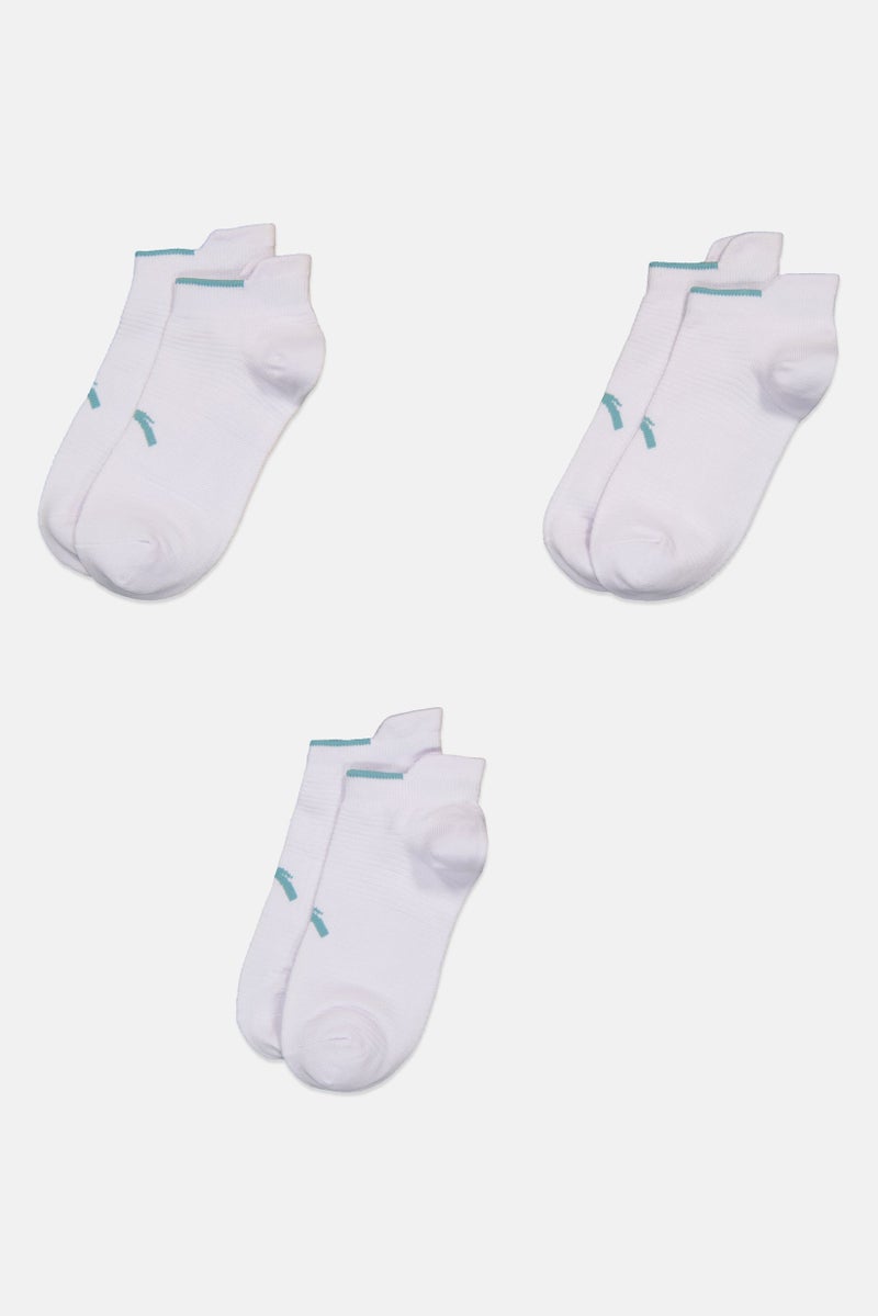 ANTA Kids Boy 3 Pairs Brand Logo Ankle Socks, White - Image 3