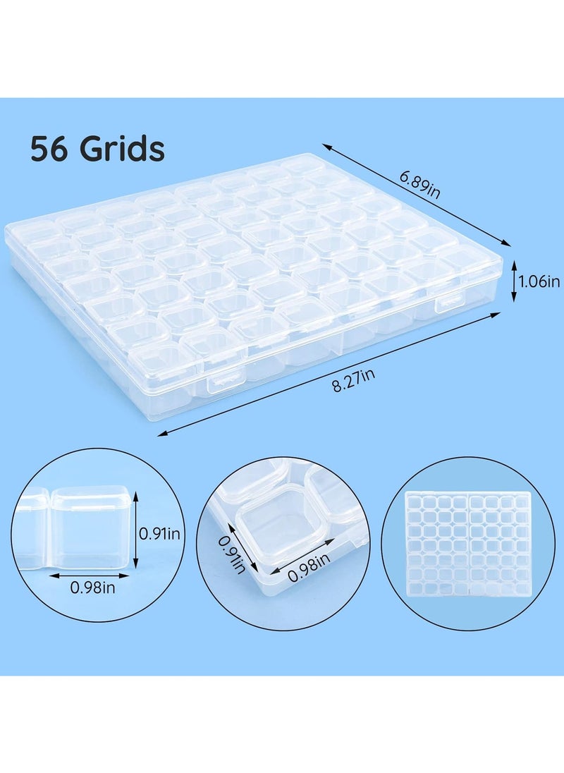 Generic - 56 Grids Clear Plastic Organizer Box, Gem Jewelry Storage Container with Dividers, Bead Organizer Earrings Diamond Painting Storage Box Seeds Craft Organizer Screw Tool Boxes for Small Parts - Image 1