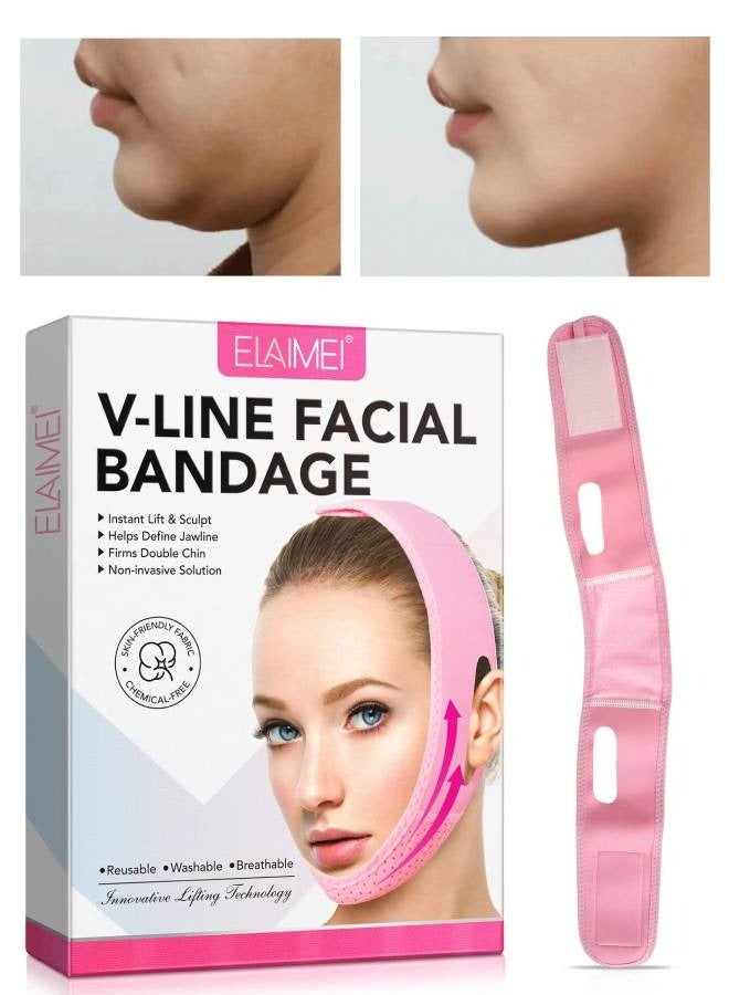Elaimei V Line Facial Bandage V Shaped Face Chin Up Belt Reduce Sagging and Fights Aging Signs Lift Jawline Face Slimming Patch Double Chin Reducer Strap V Line Face Lifting Mask  - Image 1