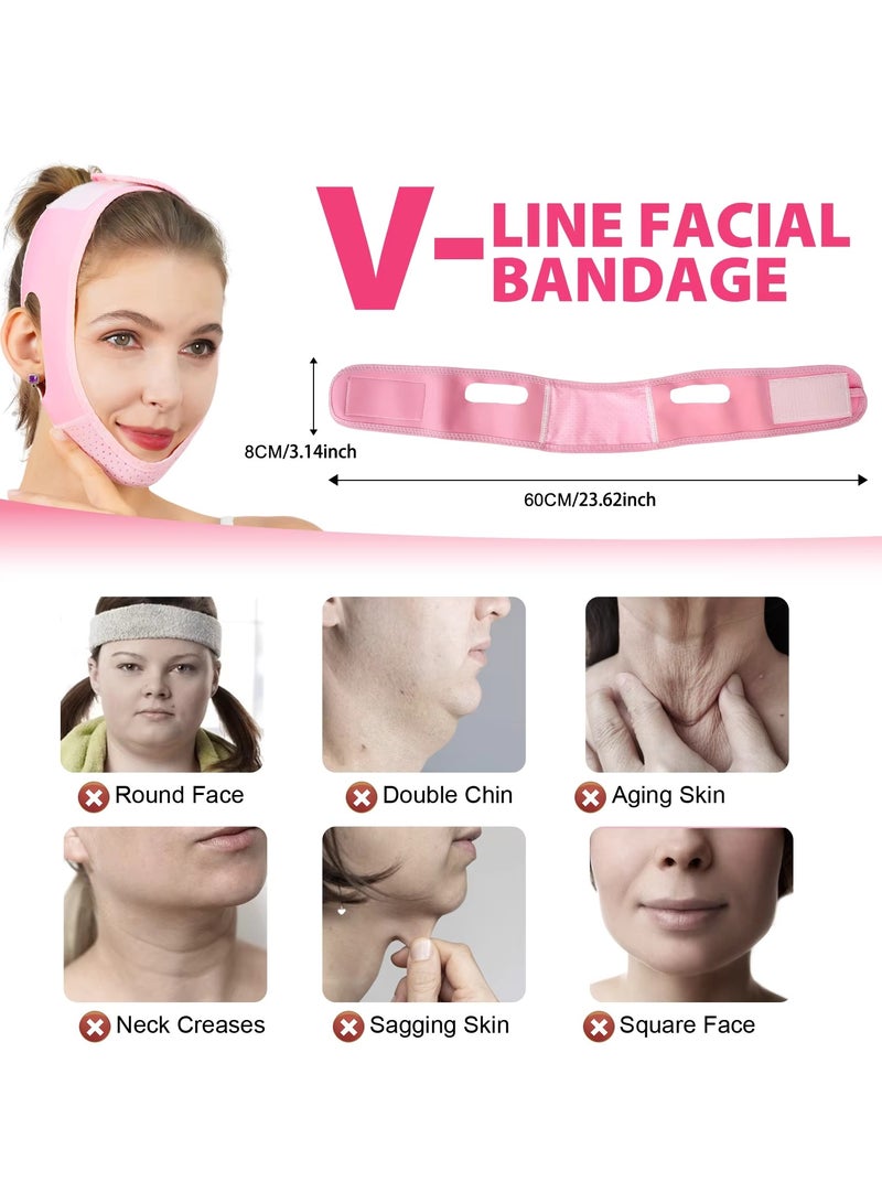 Elaimei V Line Facial Bandage V Shaped Face Chin Up Belt Reduce Sagging and Fights Aging Signs Lift Jawline Face Slimming Patch Double Chin Reducer Strap V Line Face Lifting Mask  - Image 4