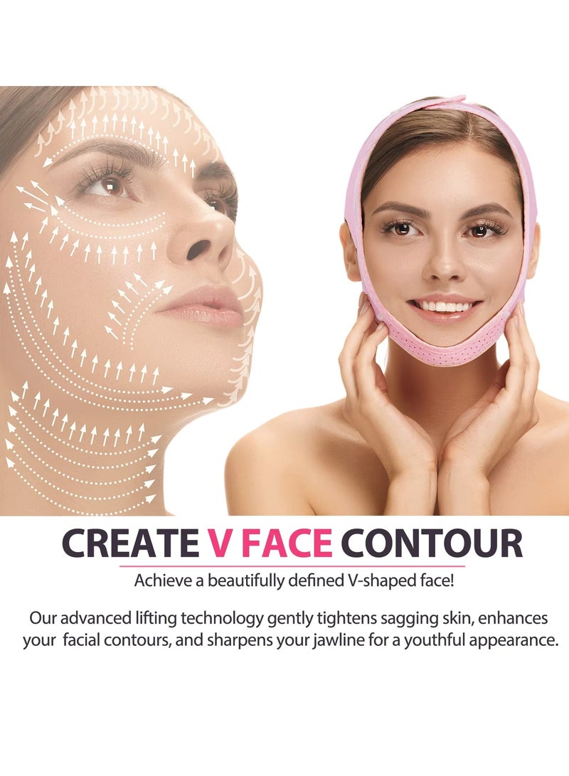 Elaimei V Line Facial Bandage V Shaped Face Chin Up Belt Reduce Sagging and Fights Aging Signs Lift Jawline Face Slimming Patch Double Chin Reducer Strap V Line Face Lifting Mask  - Image 5