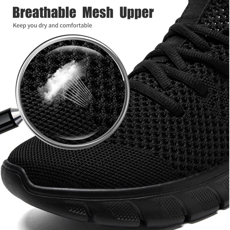 YRLTYO Mens Tennis Shoes Running Sneaker Slip On Walking Gym Workout Athletic Breathable Lightweight Jogging Casual Sport Shoes Black Size 12.5 - Image 4