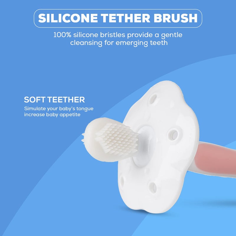 BAYBEE Soft Silicone Manual Toothbrush Set, Bpa Free Baby Training Toothbrushes With Anti Chock Shield, Tongue Cleaner|Infant Kids Toothbrush 6+ Months (Pink), Pack of 4 - Image 4