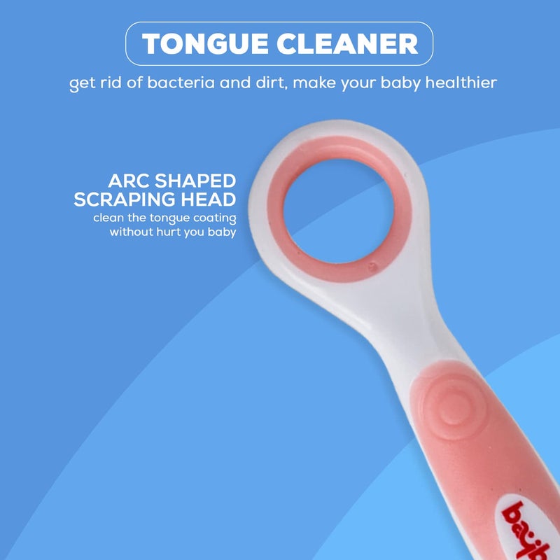 BAYBEE Soft Silicone Manual Toothbrush Set, Bpa Free Baby Training Toothbrushes With Anti Chock Shield, Tongue Cleaner|Infant Kids Toothbrush 6+ Months (Pink), Pack of 4 - Image 5