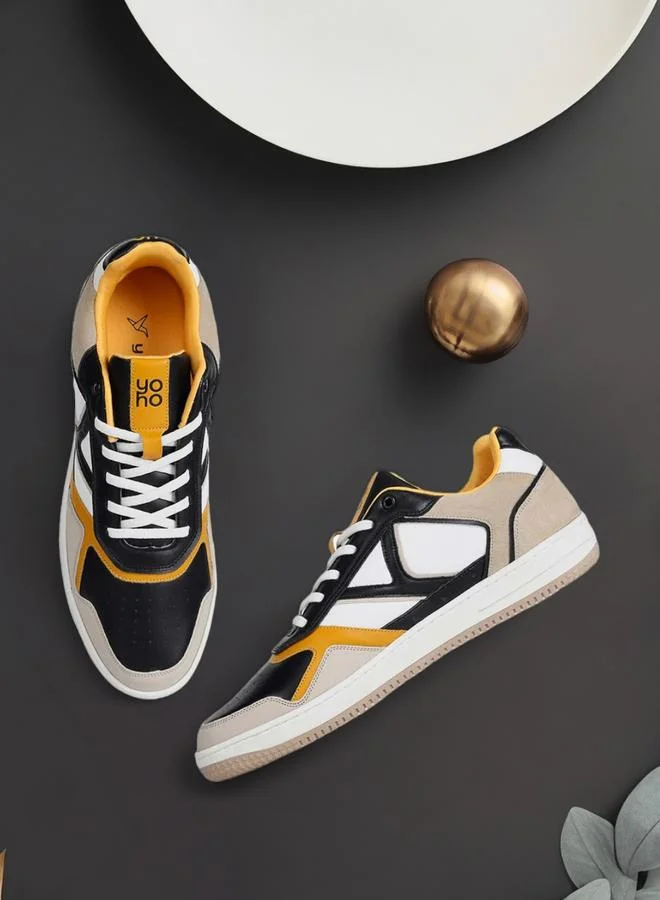 YOHO Men Suede Look Panel Fashion Sneakers