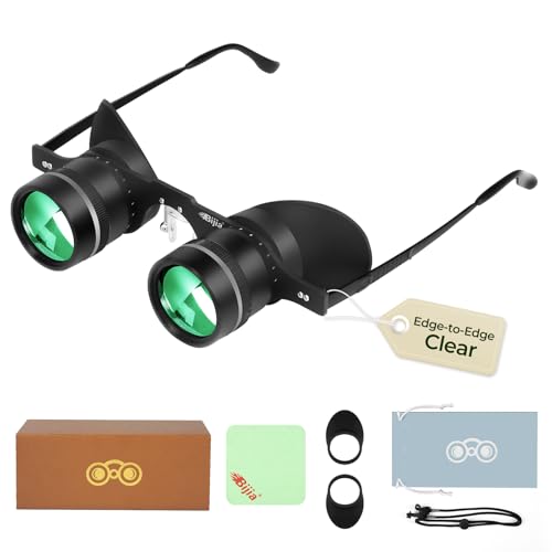 BIJIA 3X HandsFree Binocular Opera Glasses for Concerts Theater Opera Sports Events Travel Museum Wildlife Close Viewing and Fishing Clear EdgetoEdge Optics Adjustable Focus Green Film - Image 1