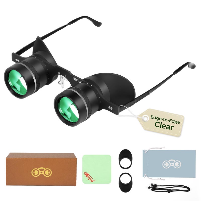 BIJIA 3X HandsFree Binocular Opera Glasses for Concerts Theater Opera Sports Events Travel Museum Wildlife Close Viewing and Fishing Clear EdgetoEdge Optics Adjustable Focus Green Film - Image 2