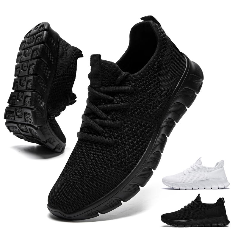 YRLTYO Non Slip Work Shoes Women Walking Running Tennis Sneakers Gym Workout Athletic Lightweight Comfortable Fashion Sport Mesh Casual Shoe Black Size 9 - Image 1