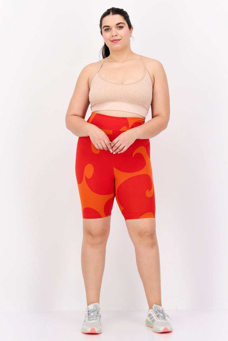 Adidas Adidas x Marimekko Women Sportswear Fit Training Tight Shorts, Orange  - Image 3