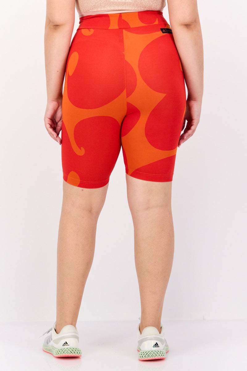 Adidas Adidas x Marimekko Women Sportswear Fit Training Tight Shorts, Orange  - Image 2