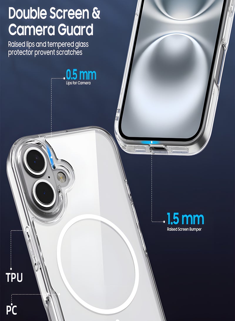 Magsafe Case for iPhone 16 Magsafe Clear Cover Magnetic Wireless Charging Support, Shockproof Protection, Scratch-Resistant for iPhone 16 - Clear - Image 4