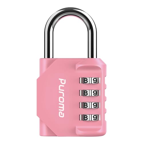 Puroma 1 Pack Combination Lock for Locker 4 Digit Outdoor Waterproof Padlock for School, Gym, Sports, Fence, Toolbox, Gate, Case, Outdoor, Hasp Storage, Cabinets (Rose Pink) - Image 1