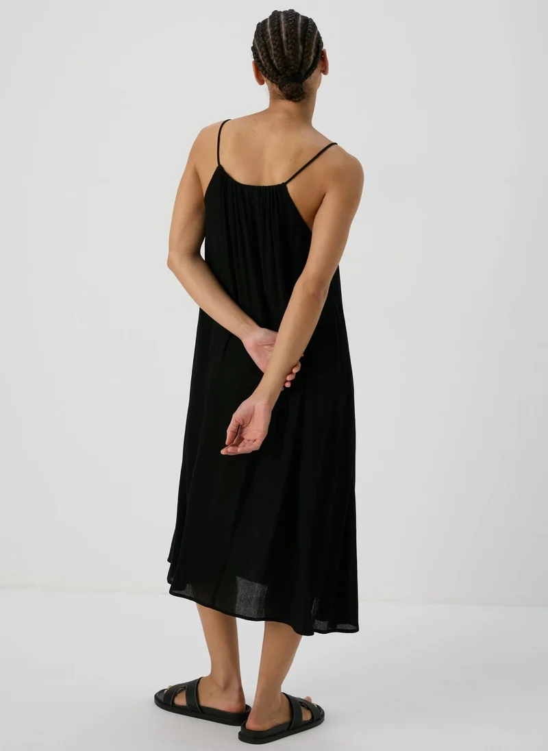 Matalan Black Mono Crochet Midi Dress