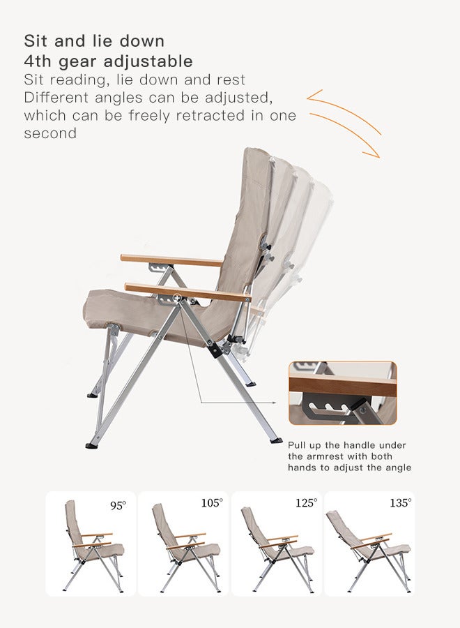شاربدو كرسي تخييم خارجي قابل للطي، كرسي ترفيهي عائلي، كرسي استراحة غداء، قدرة تحمل قوية، مسند ظهر قابل للتعديل 67*59*96 سم - Image 5