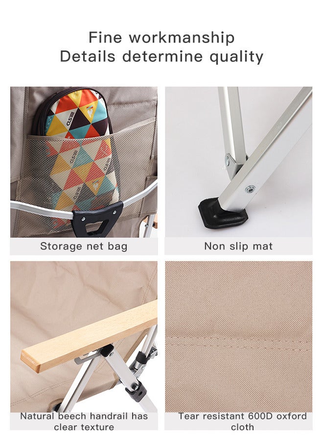 شاربدو كرسي تخييم خارجي قابل للطي، كرسي ترفيهي عائلي، كرسي استراحة غداء، قدرة تحمل قوية، مسند ظهر قابل للتعديل 67*59*96 سم - Image 2