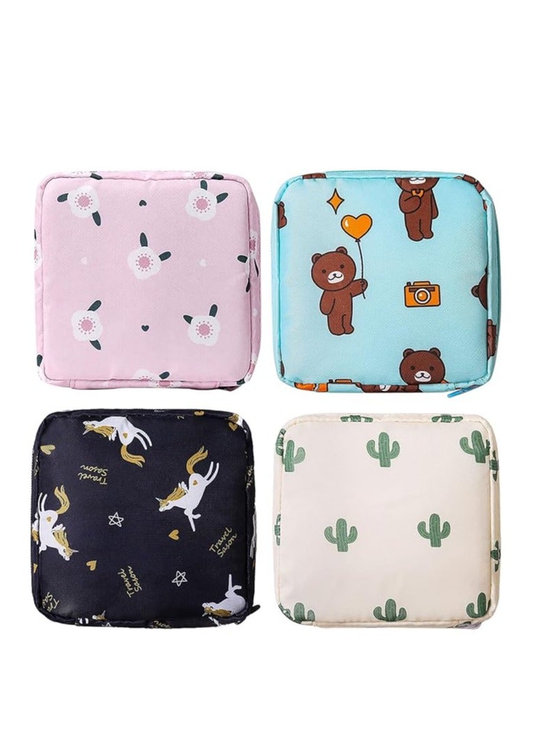 Sanitary Napkin Storage Bag, 4Pcs Zipper Menstrual Pad Bag Portable Sanitary Napkin Storage Tampons Holder for Purse First Period Kit for Teen Girls Store Sanitary Pads for Women - Image 1