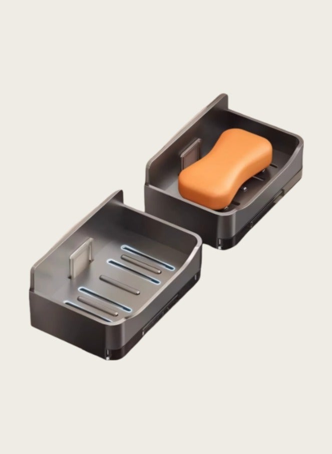 loyal Bathroom Wall Mounted Soap Box, No Water Accumulation New Soap Box, Household Drain Storage Rack (2-Piece Set)  - Image 2
