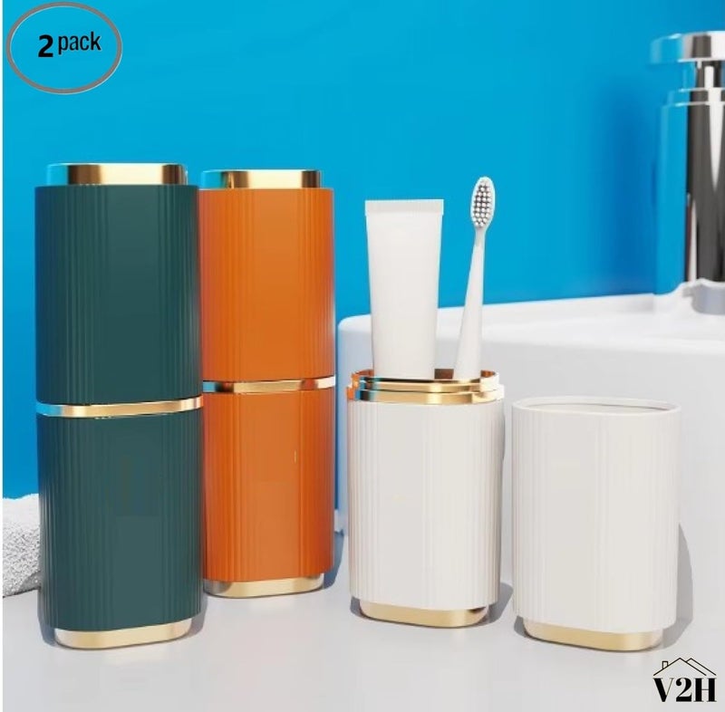V2H Toothbrush Holder Portable Toothpaste Travel Case Holder Hard Plastic Container Storage Box(Set of 2) - Image 2