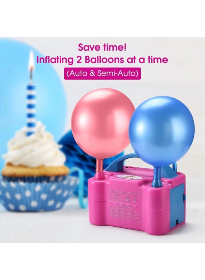 Electric Balloon Pump 600W – Dual Nozzle High-Power Balloon Inflator Machine with Fast Air Blower, Portable Balloon Filling Tool for Party & Events – Pink & Blue  - Image 3