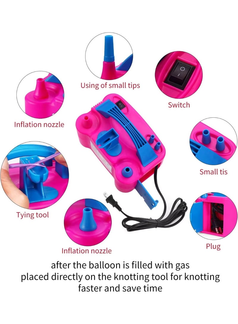 Electric Balloon Pump 600W – Dual Nozzle High-Power Balloon Inflator Machine with Fast Air Blower, Portable Balloon Filling Tool for Party & Events – Pink & Blue  - Image 4